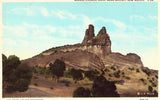 Vintage postcard front. Navajo Church Rock near Gallup,New Mexico