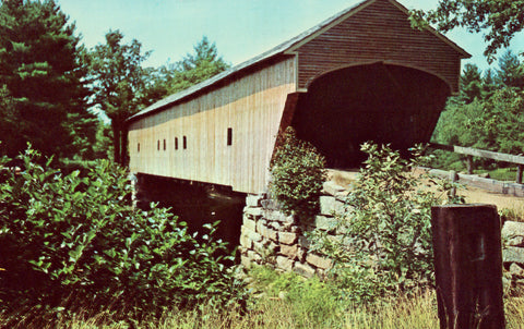 Vintage post card front. Hemlock Bridge between Bridgton and Fryeburg,Maine