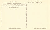 Gateway to Jefferson College - Natchez,Mississippi. Vintage postcard back
