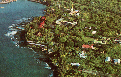 Vintage postcard front. Aerial View of Kailua-Kona,Hawaii