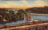 Linen Postcard Front - The Mississippi River - St. Paul,Minnesota