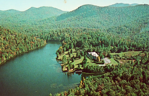 Aerial View of Saphire Valley Inn and Golf Club - Saphire,N.C. Vintage Postcard Front