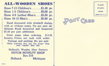Linen Postcard Back - Wooden Shoe Maker at The Dutch Novelty Shop - Holland,Michigan