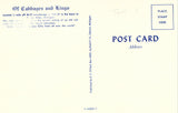 Vintage postcard back. Of Cabbages and Kings Gift Shop - Indian River,Michigan