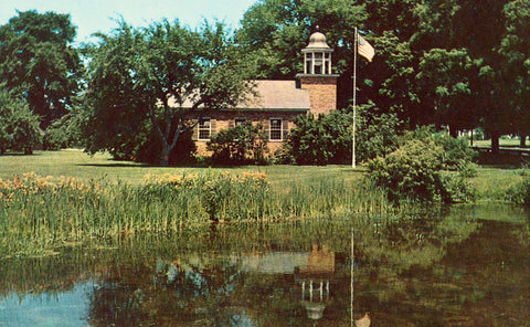 Vintage postcard front. Vergennes School,Shelburne Museum - Shelburne,Vermont