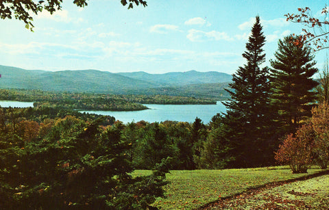 Vintage postcard front. Newfound Lake and Mt. Cardigan from Bridgewater Hill - N.H.