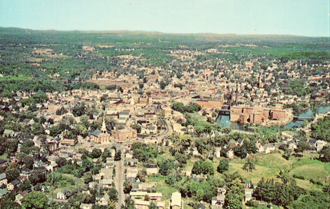 Vintage postcard front. Aerial View of Dover,New Hampshire