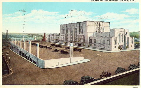 Vintage postcard front. Omaha Union Station - Omaha,Nebraska