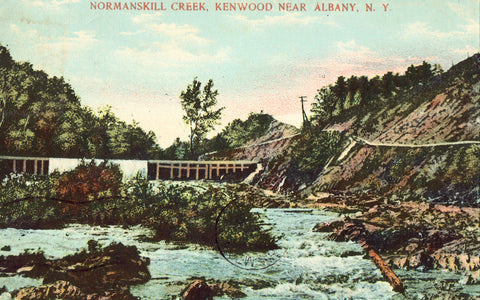 Vintage postcard front. Normanskill Creek - Kenwood near Albany,New York
