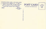 Linen postcard back. Pines Camp Cottages and Trailer Court - Valdosta,Georgia