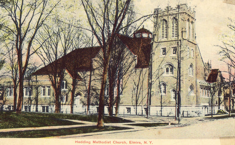 Vintage postcard front. Hedding Methodist Church - Elmira,New York