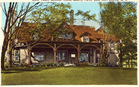 Vintage postcard front. Mark Twain Summer Home - Elmira,New York
