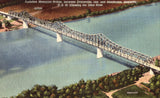 Linen postcard front. Audubon Memorial Bridge over the Ohio River-Evansville,Indiana