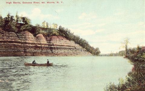 Vintage postcard front. High Banks,Genesse River - Mt. Morris,New York