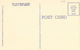 Linen postcard back. El Rancho Hotel - Gallup,New Mexico