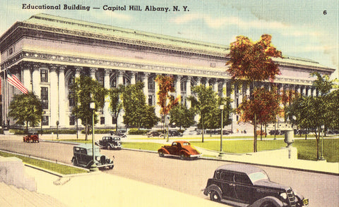 Linen postcard front.  Educational Building - Capitol Hill,Albany,New York