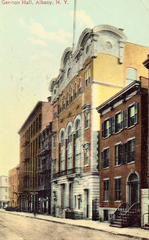 Vintage postcard front. German Hall - Albany,New York