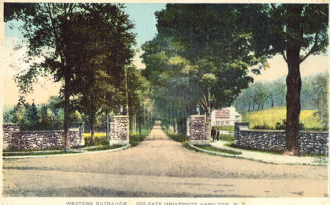 Vintage postcard front. Western Entrance,Colgate University - Hamilton,New York
