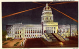 Vintage postcard front. Capitol Building by Night - Havana,Cuba
