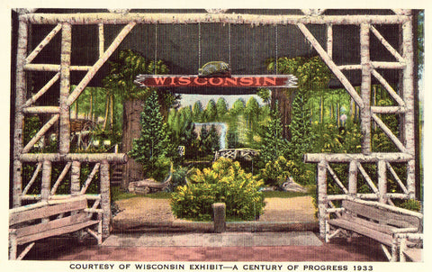 Vintage Postcard Front- Courtesy of Wisconsin Exhibit - A Century of Progress 1933