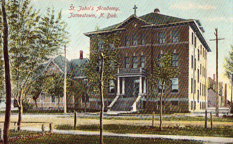 Vintage postcard front. St. John's Academy - Jamestown,North Dakota
