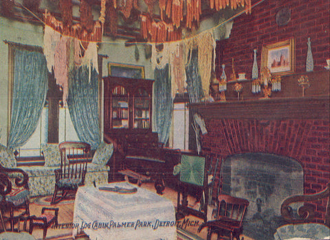 Interior View of Log Cabin,Palmer Park-Detroit,Michigan - Cakcollectibles - 1