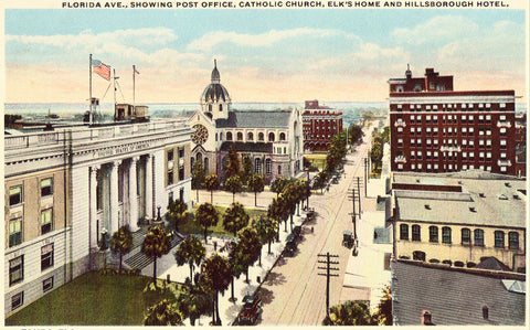 Vintage Postcard Front - Florida Avenue - Tampa,Florida