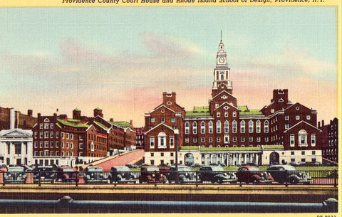 Linen postcard front - Providence County Court House - Providence,Rhode Island