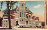 Linen postcard front - Post Office - Auburn,New York