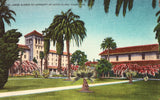 Linen postcard front - Inner Garden of University of Santa Clara - California
