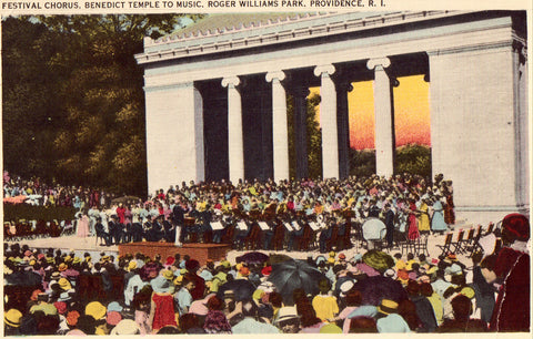 Vintage postcard front - Festival Chorus,Benedict Temple to Music,Roger Williams Park,Providence,R.I.