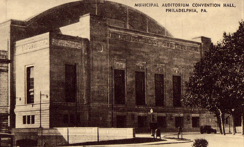 Vintage postcard front - Municipal Auditorium Convention Hall - Philadelphia,Pennsylvania