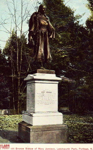 Vintage postcard front - Bronze Statue of Mary Jemison,Letchworth Park - Portage,New York