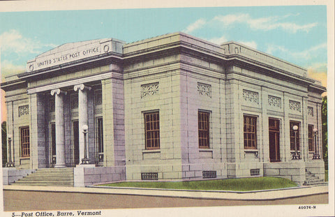 Post Office-Barre,Vermont - Cakcollectibles - 1