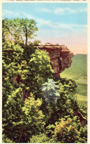 Linen postcard Sunset Rock,Lookout Mountain - Chattanooga,Tennessee