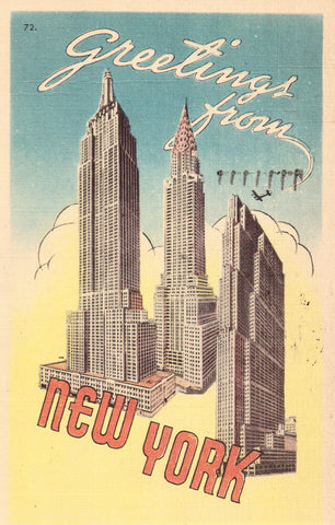 Linen Postcard - Greetings from New York City