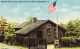 Linen postcard General Grant's Log Cabin,Fairmount Park - Philadelphia,Pennsylvania