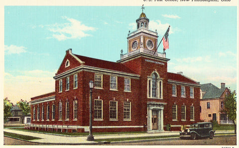 Linen postcard U.S. Post Office - New Philadelphia,Ohio