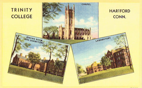 Linen postcard Trinity College - Hartford,Connecticut