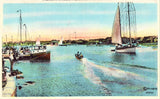 Linen postcard Falmouth Harbor - Falmouth,Cape Cod,Massachusetts