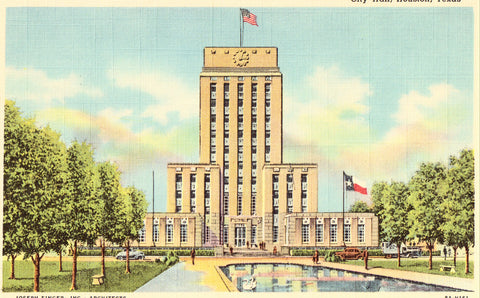 Linen postcard City Hall - Houston,Texas