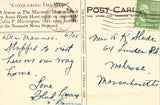 Vintage post card back "Conquering The World,Statue in The Mariners Museum Park - Virginia