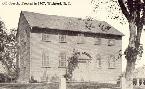 Vintage postcard Old Church,Erected in 1707 - Wickford,Rhode Island
