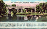 Linen postcard Bear River and Mitchell Street Bridge - Petosky,Michigan