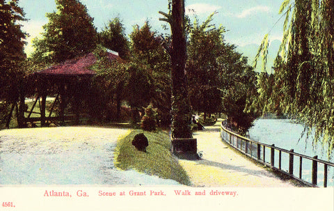 Vintage postcard Scene at Grant Park,Walk and Driveway - Atlanta,Georgia