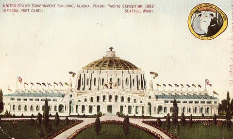 Vintage postcard U.S. Government Building,Alaska,Yukon,Pacific Expo - Seattle,Washington 1909
