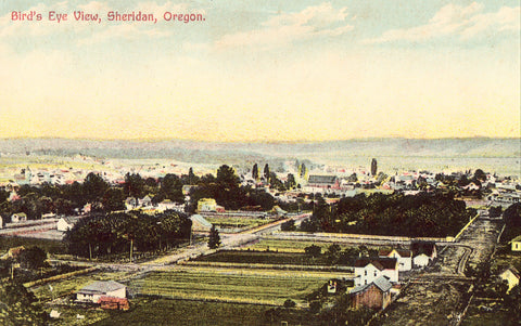Vintage Oregon postcard Bird's Eye View of Sheridan,Oregon