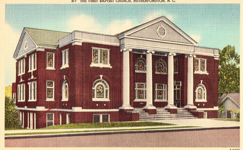 Linen North Carolina Postcard The First Baptist Church - Rutherfordton,North Carolina