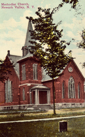 Vintage New York postcard Methodist Church - Newark Valley,New York