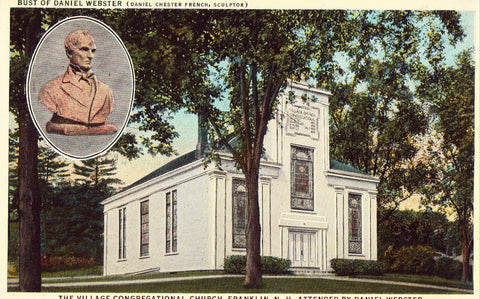 Vintage postcard front The Village Congregational Church - Franklin,New Hampshire